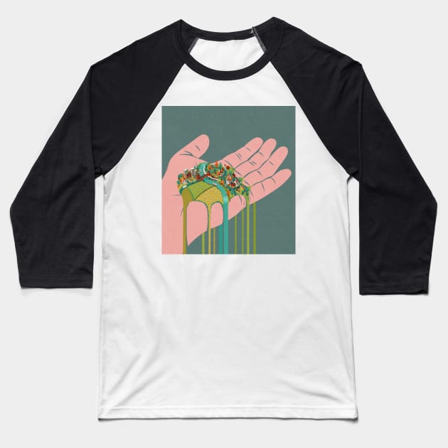 Earth Hand Baseball T-Shirt by John Holcroft